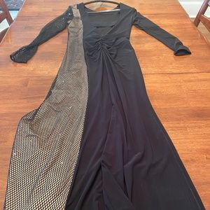 BCBGMAXAZRIA Long Dark Navy (with some Tan) Evening Gown, Size Small